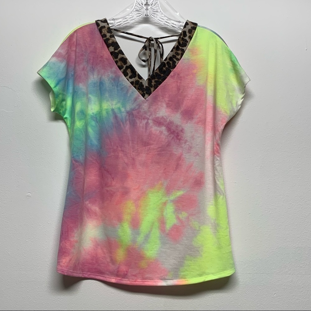 Tee for the Soul Size Small Tie Dye Animal Print BOHO Tee Top Shirt NEW NWT